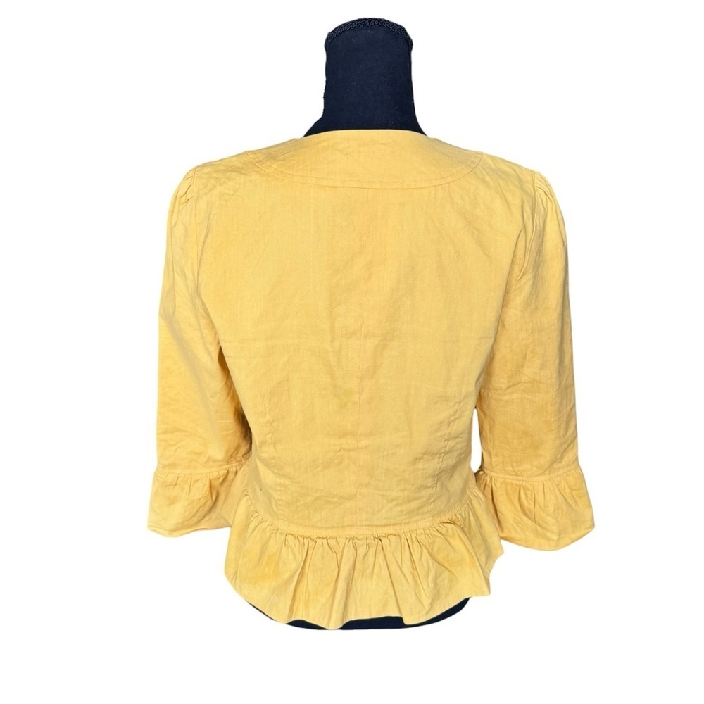Harold’s Yellow Linen Blend Peplum Jacket Blazer Size 10 Cottagecore I43 - Picture 2 of 7